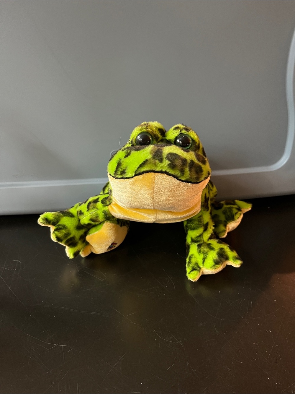 Webkinz Bullfrog by GANZ - Green and Yellow Spotted Plush Frog Toy- no code
